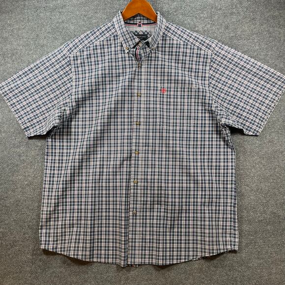 Ariat Pro Series Button Down Shirt Men's XL Blue/Red Plaid SS Western Cowboy - Picture 1 of 11